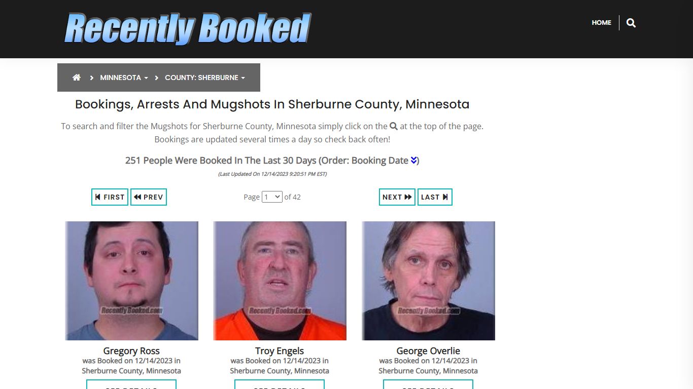 Bookings, Arrests and Mugshots in Sherburne County, Minnesota